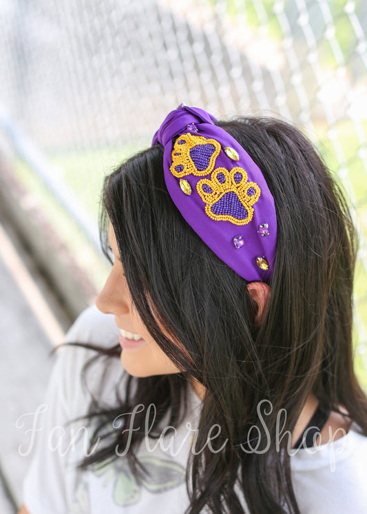 Seed Bead Paw Game Day Headband