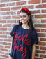 Navy + Red Metallic Letter Game Day Shirt