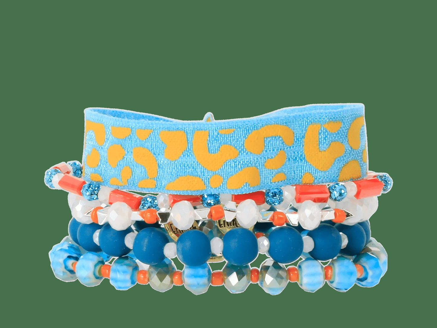 Teal Orange and White Beaded Game Day Stack - Fan Flare