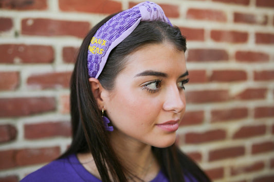 Geaux Tigers Seed Bead Game Day Knot Headband - Fan Flare