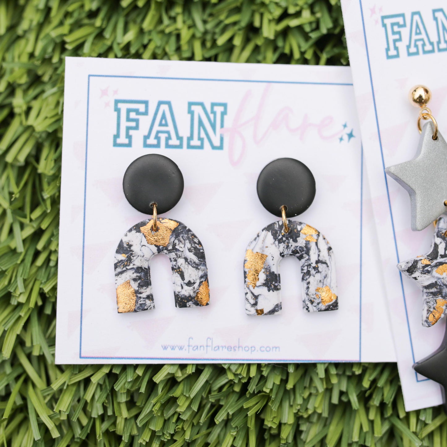 Game Day Clay Black & Gold Earrings