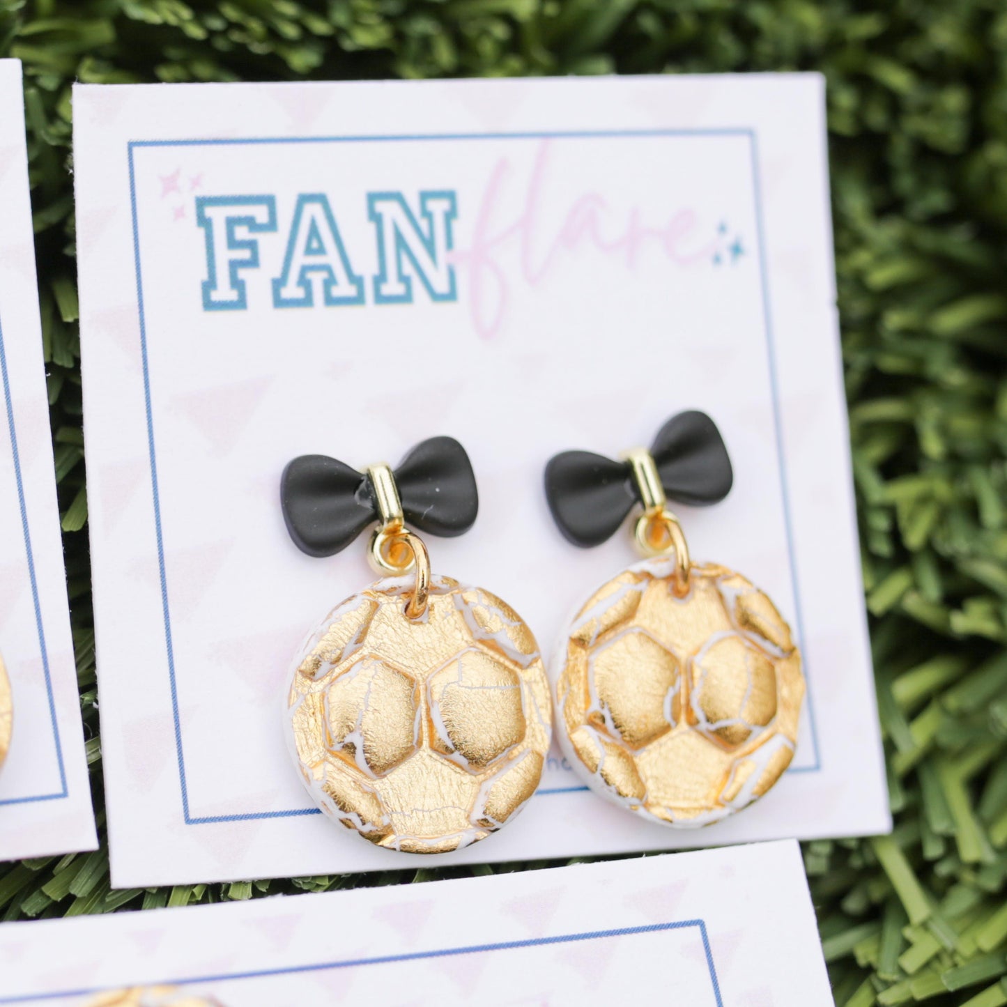 Game Day Clay Distressed Gold Soccer Earrings