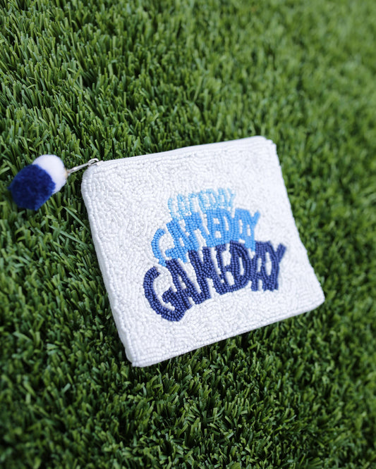 Beaded Blue Game Day Coin Purse