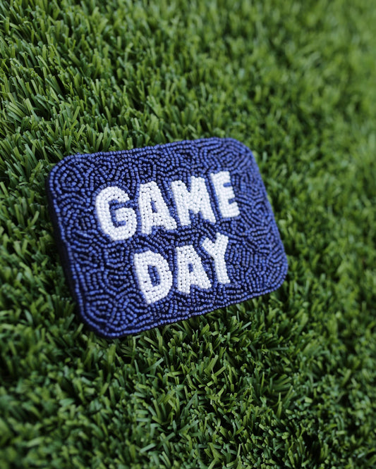 Navy Beaded Game Day Card Holder