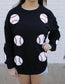 Black Long Sleeve Sequin Baseball Patch Shirt