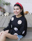 Black Long Sleeve Sequin Baseball Patch Shirt