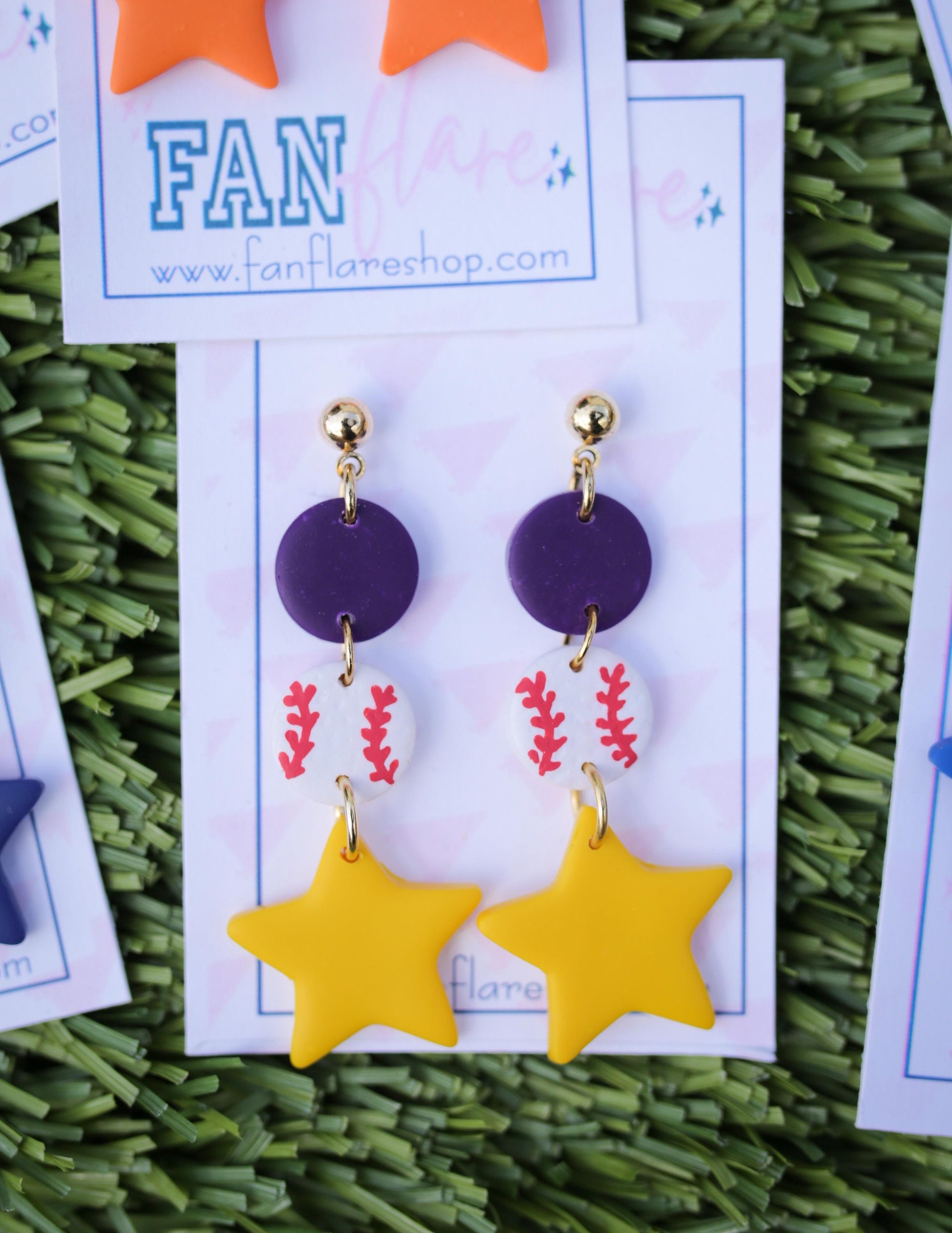 Game Day Clay Star Baseball Earrings / Choose Your Team Colors