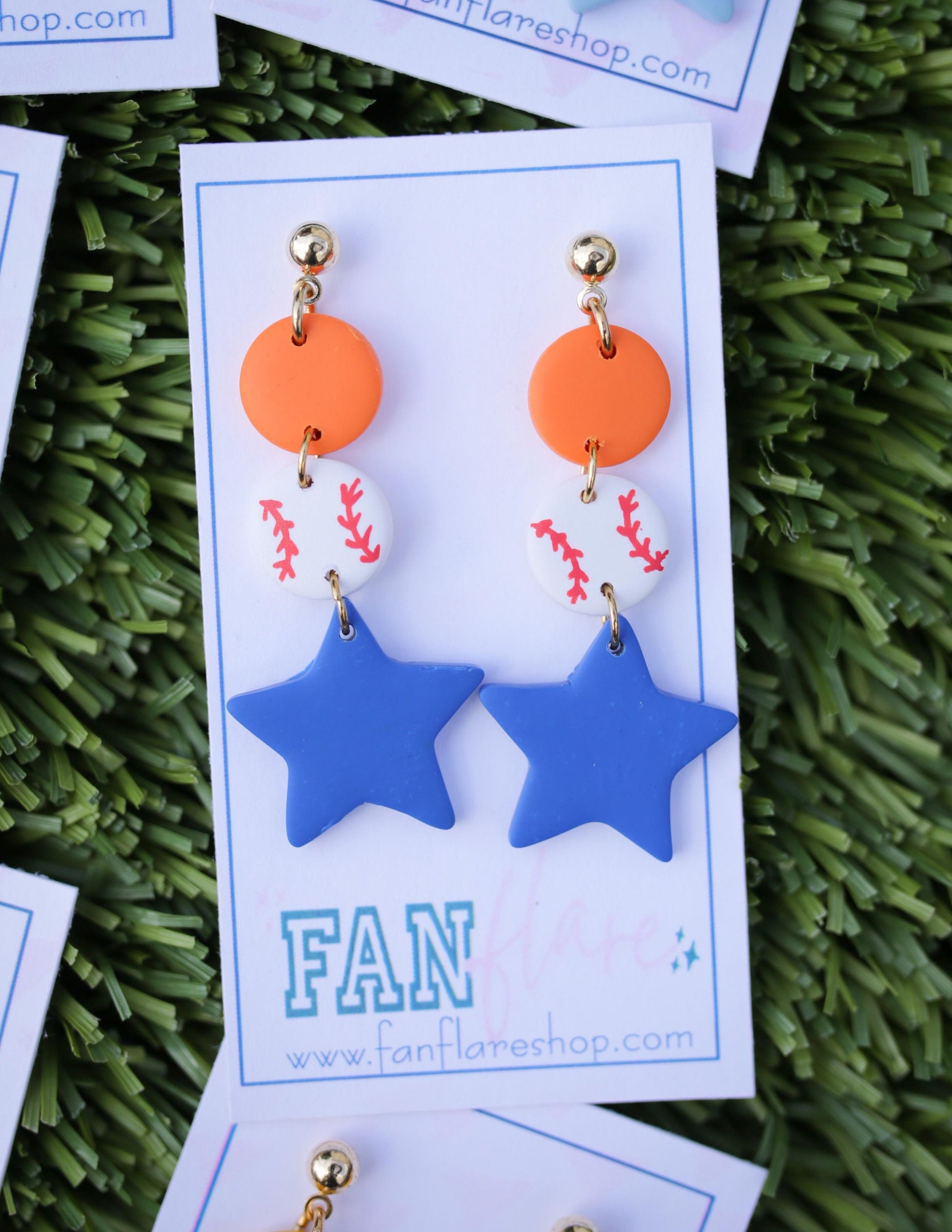 Game Day Clay Star Baseball Earrings / Choose Your Team Colors