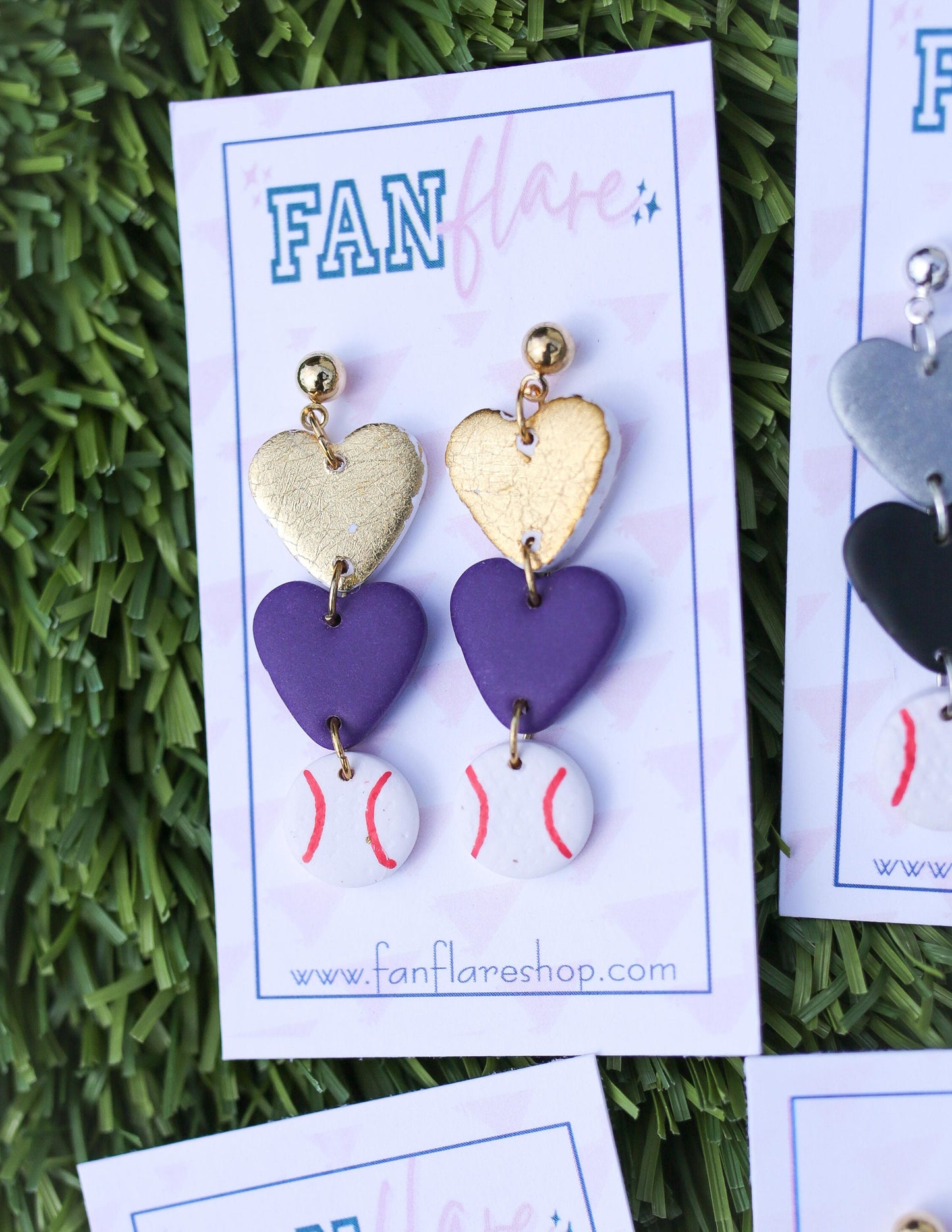 Game Day Clay Love and Baseball Earrings / Choose Your Team Colors