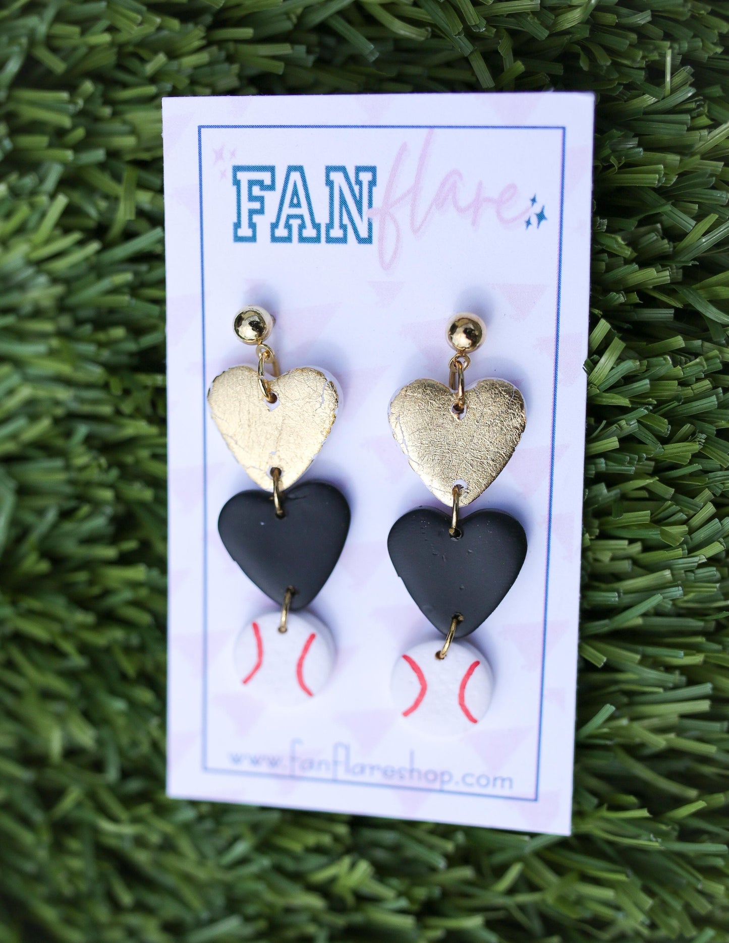 Game Day Clay Love and Baseball Earrings / Choose Your Team Colors