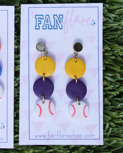 Game Day Clay Baseball Earrings / Choose Your Team Colors