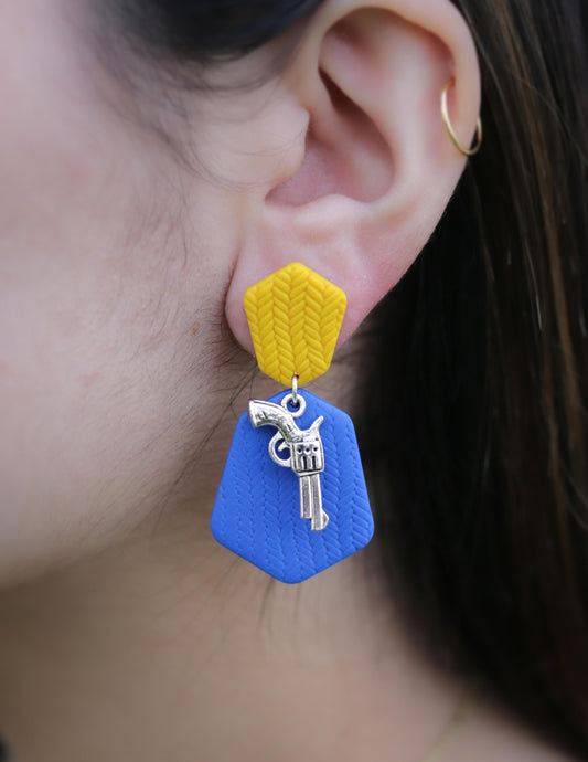 Geometric Pistol Game Day Clay Earrings