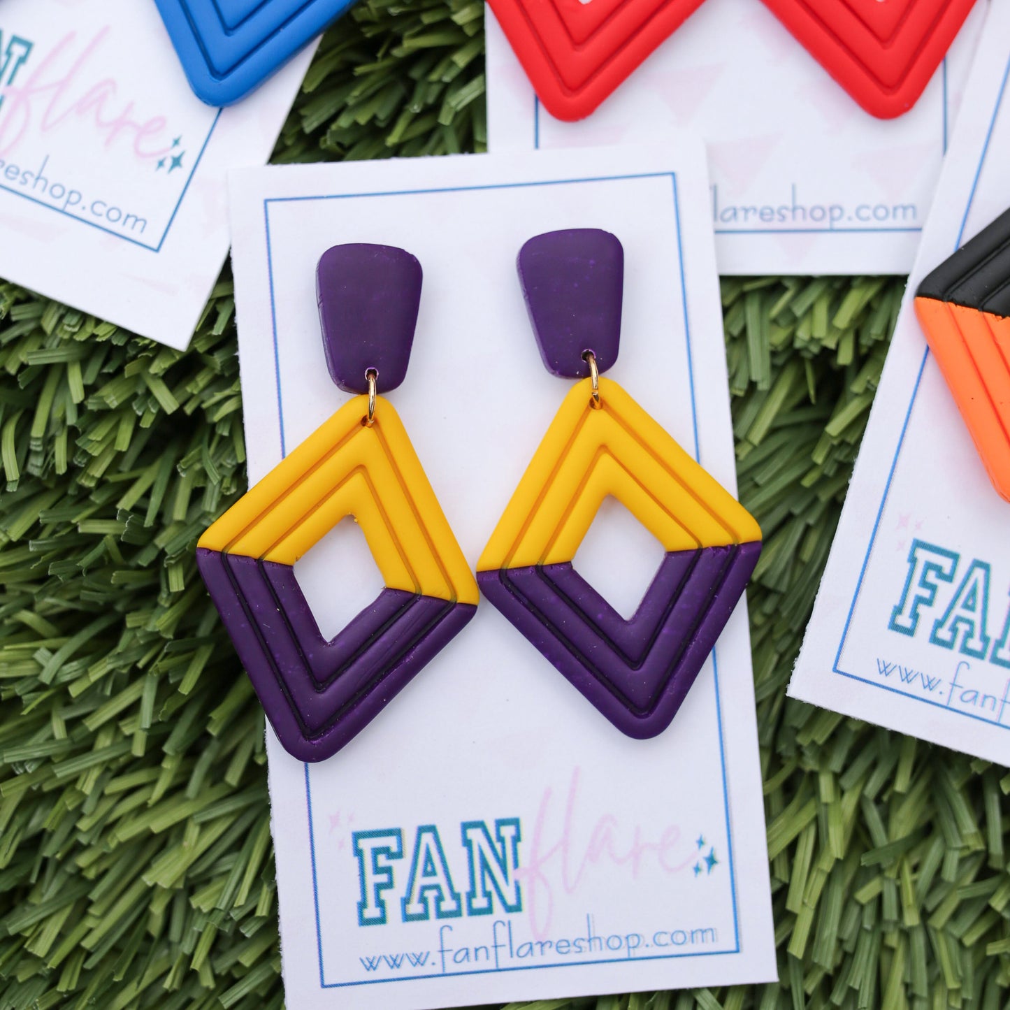 Game Day Clay Diamond Color Block Earrings / Choose Your Team Colors