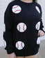 Black Long Sleeve Sequin Baseball Patch Shirt