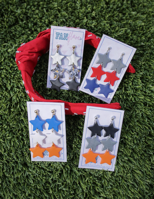 Game Day Clay Star Trio Earrings / Choose Your Team Colors