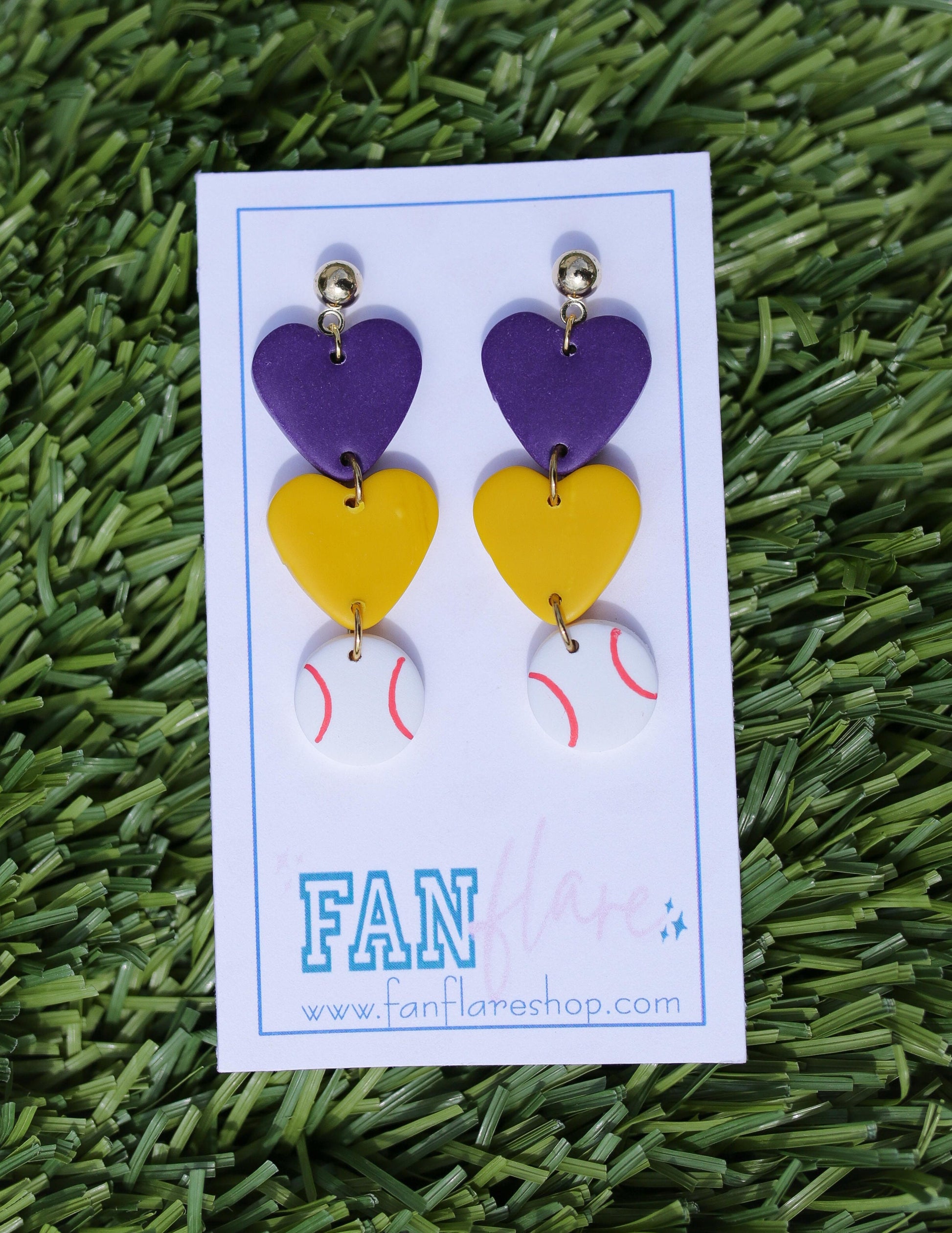 Game Day Clay Love and Baseball Earrings / Choose Your Team Colors