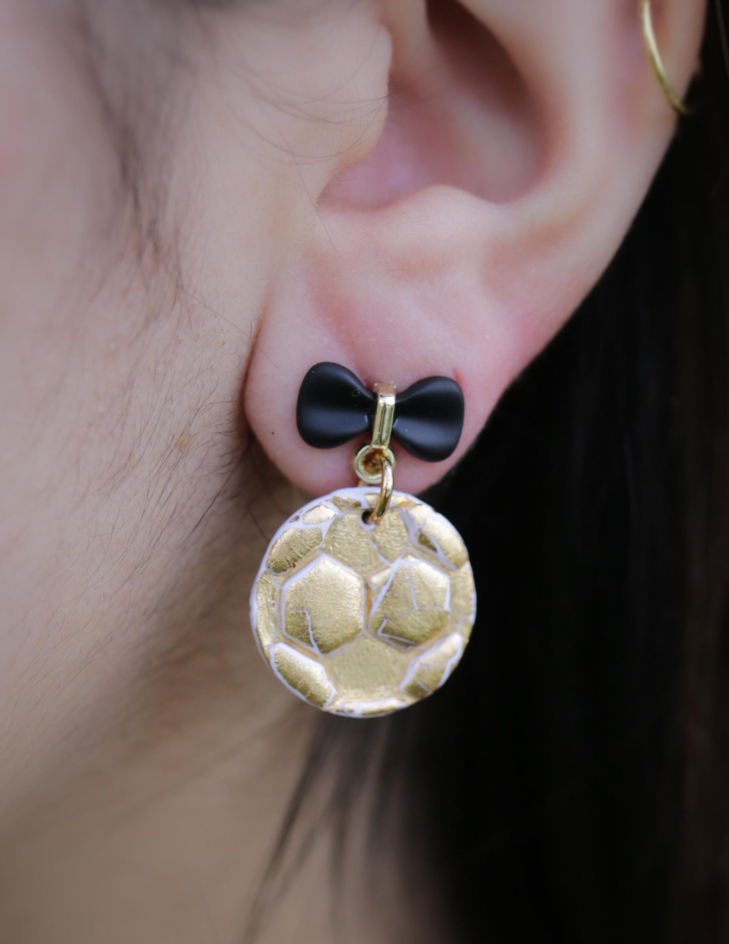 Game Day Clay Distressed Gold Soccer Earrings