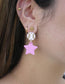 Game Day Clay Pink and Gold Star Baseball Earrings