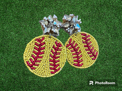 Beaded Softball Game Day Earring