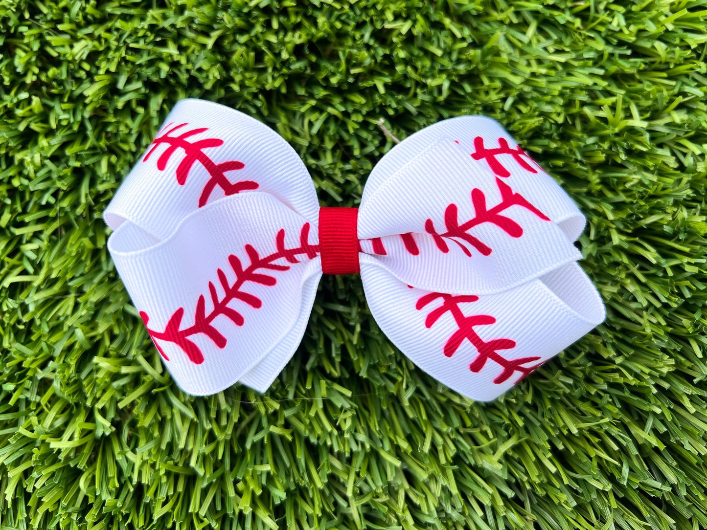 Baseball Grosgrain Bow / Game Day