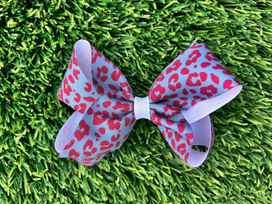 Crimson & Gray Leopard Print Bow / Game Day / Grosgrain