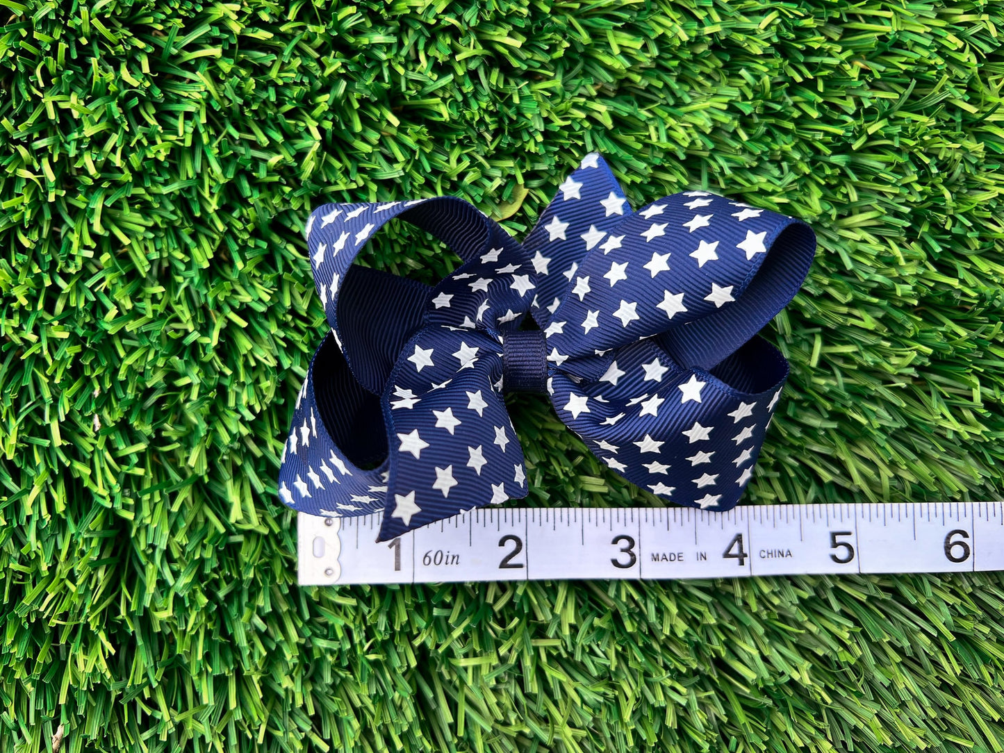 Navy Stars Grosgrain Bow