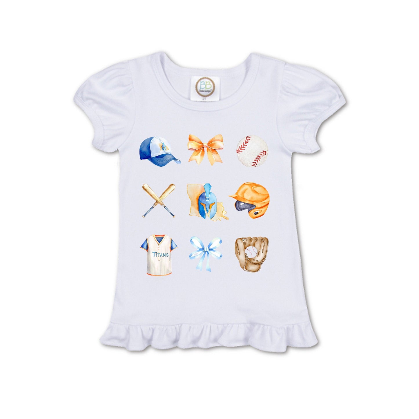 Girls Titans Baseball Watercolor Coquette Sublimated Shirt