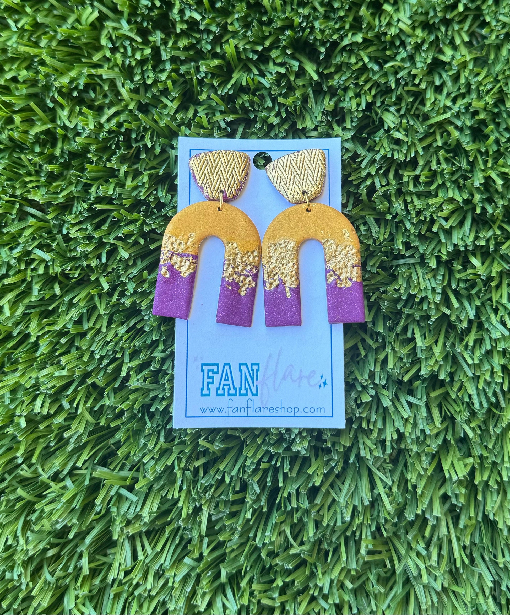 The Purple and Gold Collection | Game Day Clay Statement Earrings