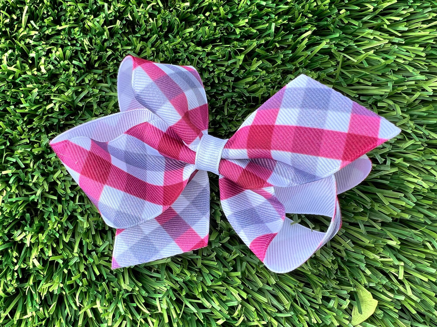 Crimson & Gray Gingham Bow / Game Day / Grosgrain