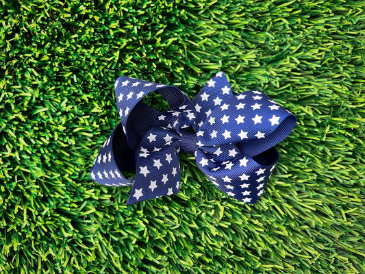 Navy Stars Grosgrain Bow