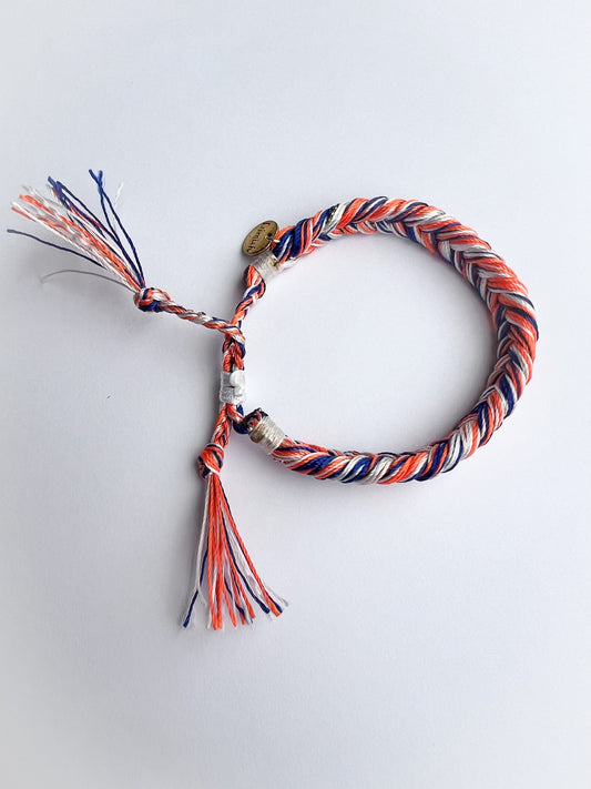 Orange and Royal Blue Braided String Bracelet