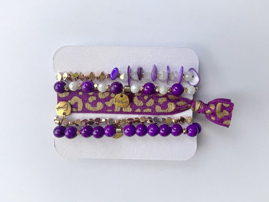 Purple and Gold Beaded Bracelets, Game Day Bracelets, Beaded Bracelets, Bracelet Stack