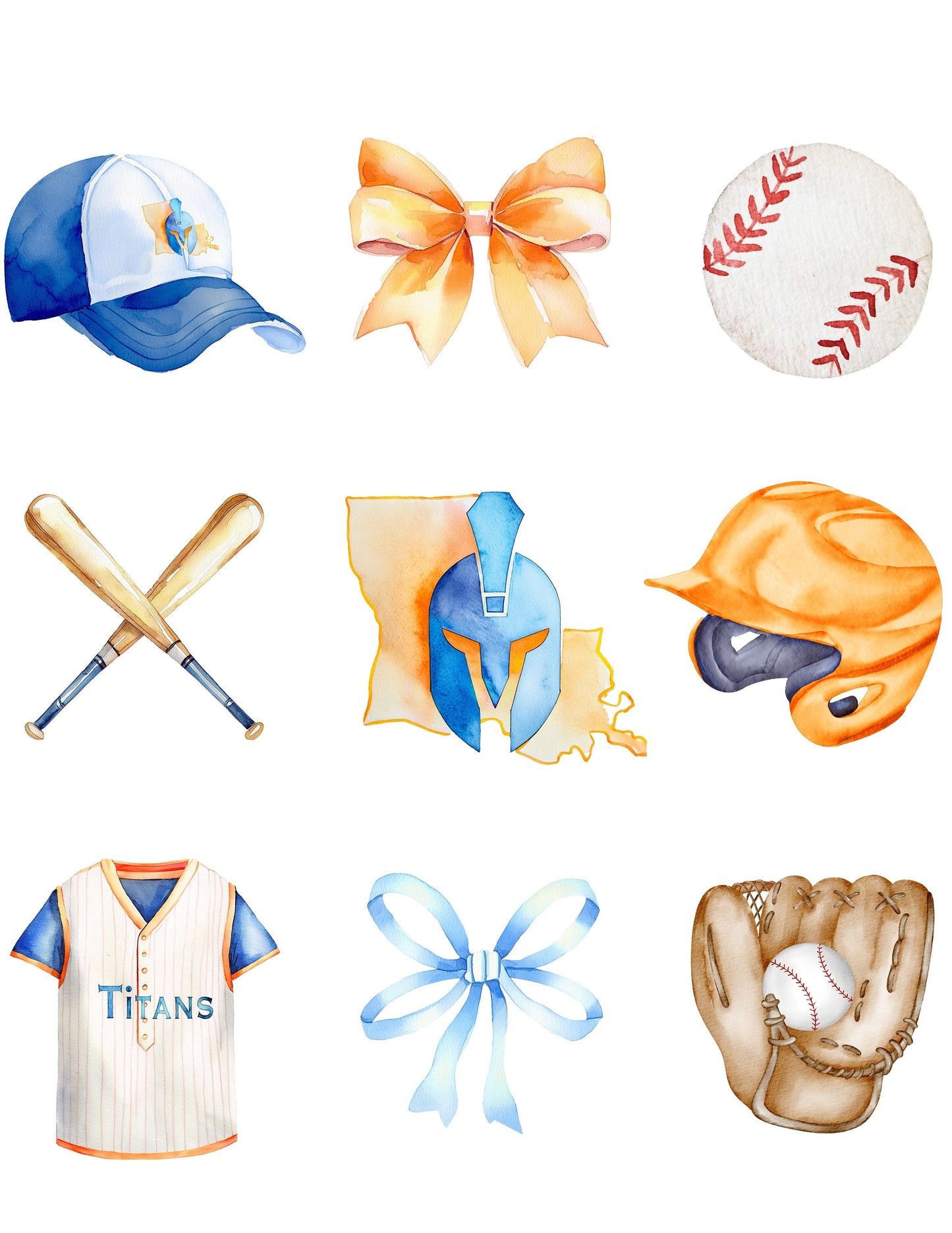 Girls Titans Baseball Watercolor Coquette Sublimated Shirt