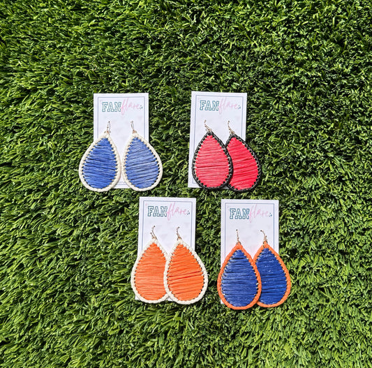 Game Day Raffia Teardrop Earrings