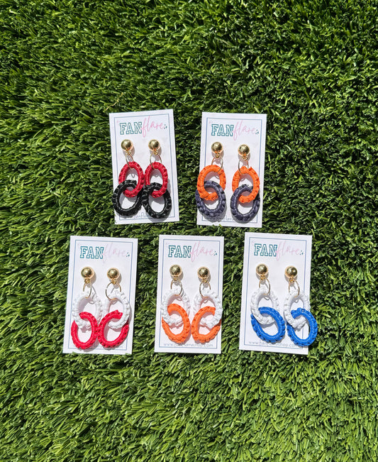 Raffia Statement Earrings, Game Day Earrings, Team Color Earrings