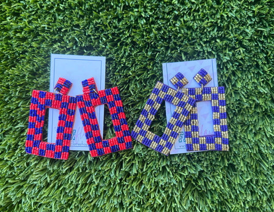 Square Checkered Game Day Earrings