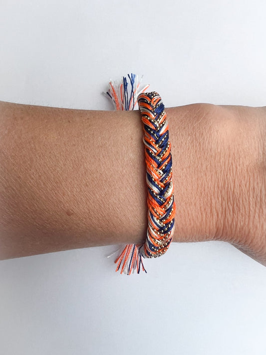 Orange and Royal Blue Braided String Bracelet