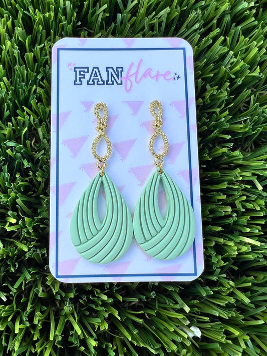 Pink and Green Clay Statement Earrings