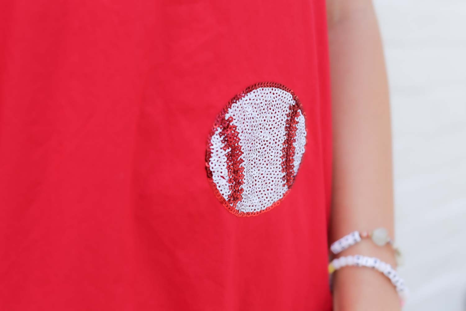 Sequin Baseball Game Day Dress Babydoll Dress