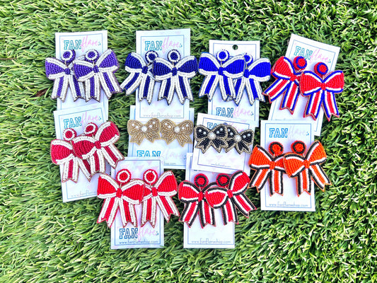 Game Day Beaded Bow Earrings