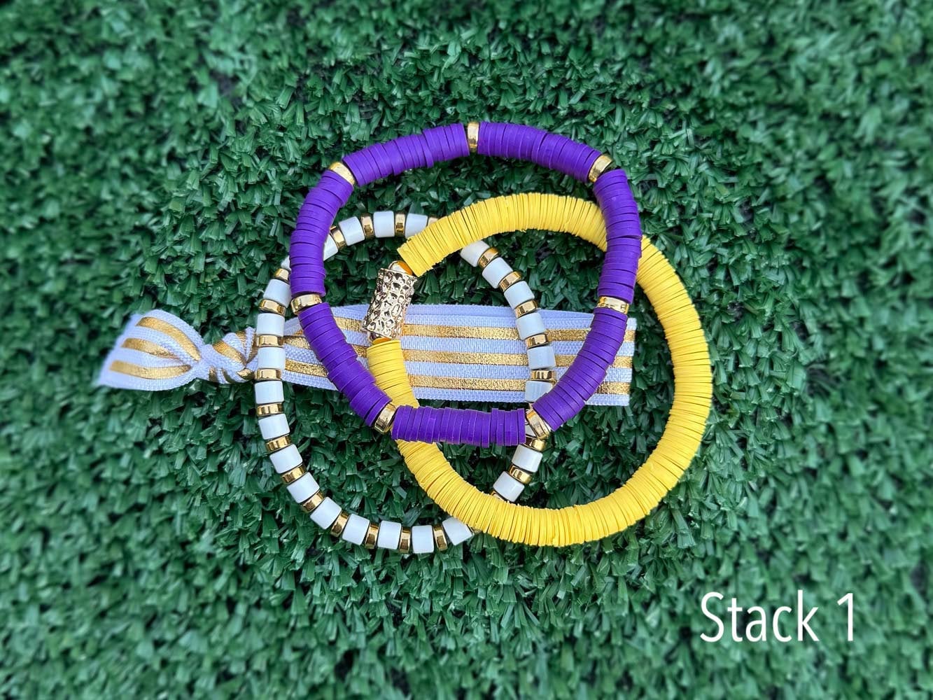 Purple + Gold Game Day Bracelet Stacks | Elastic hair ties