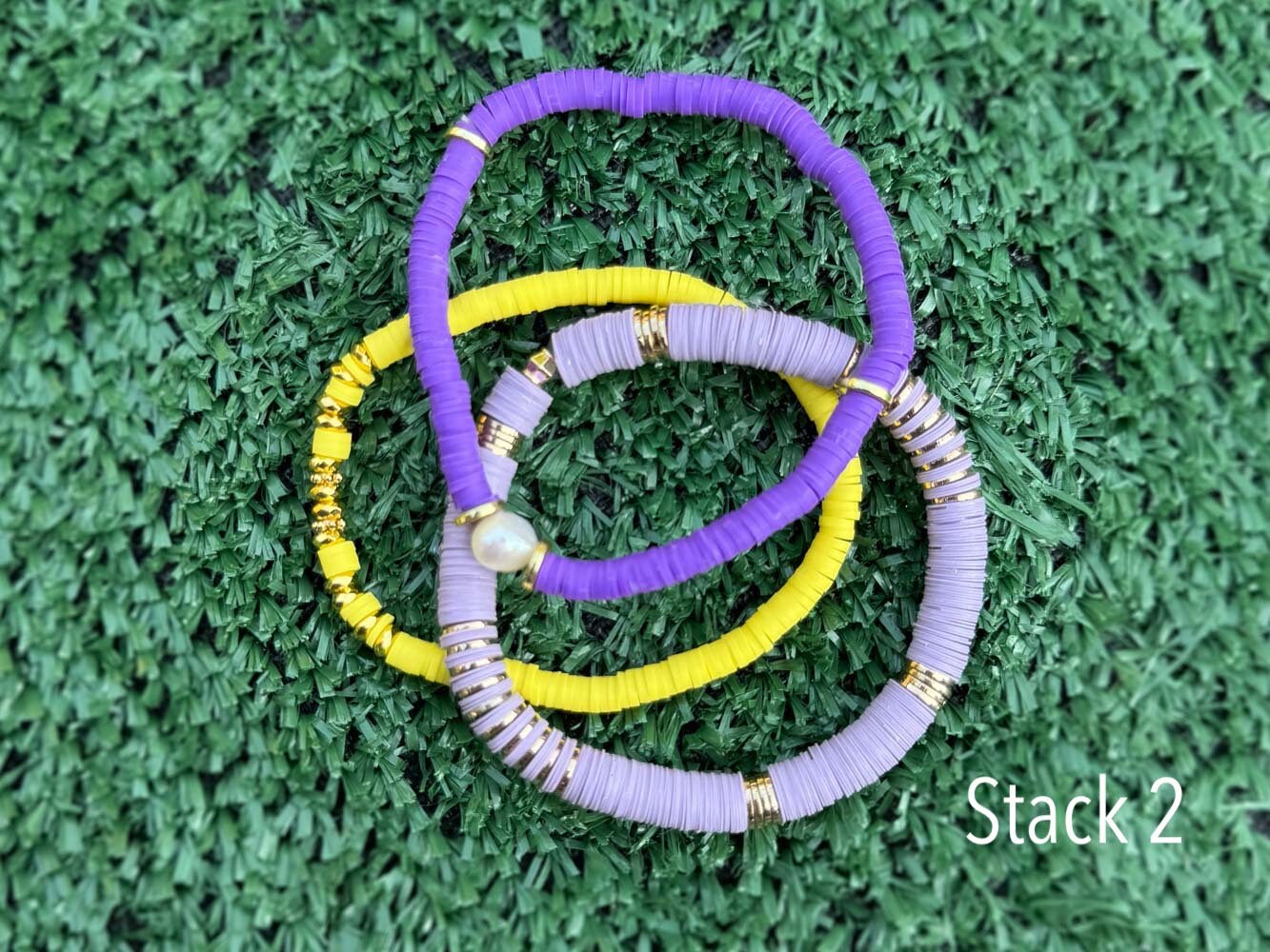 Purple + Gold Game Day Bracelet Stacks | Elastic hair ties