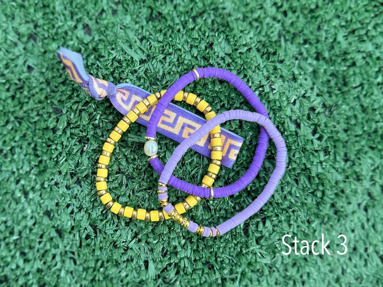 Purple + Gold Game Day Bracelet Stacks | Elastic hair ties