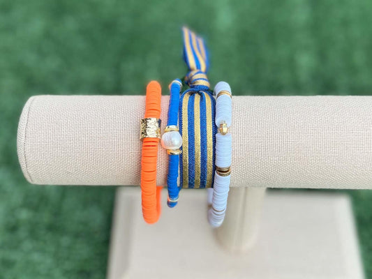 Royal Blue + Orange Game Day Bracelet Stack