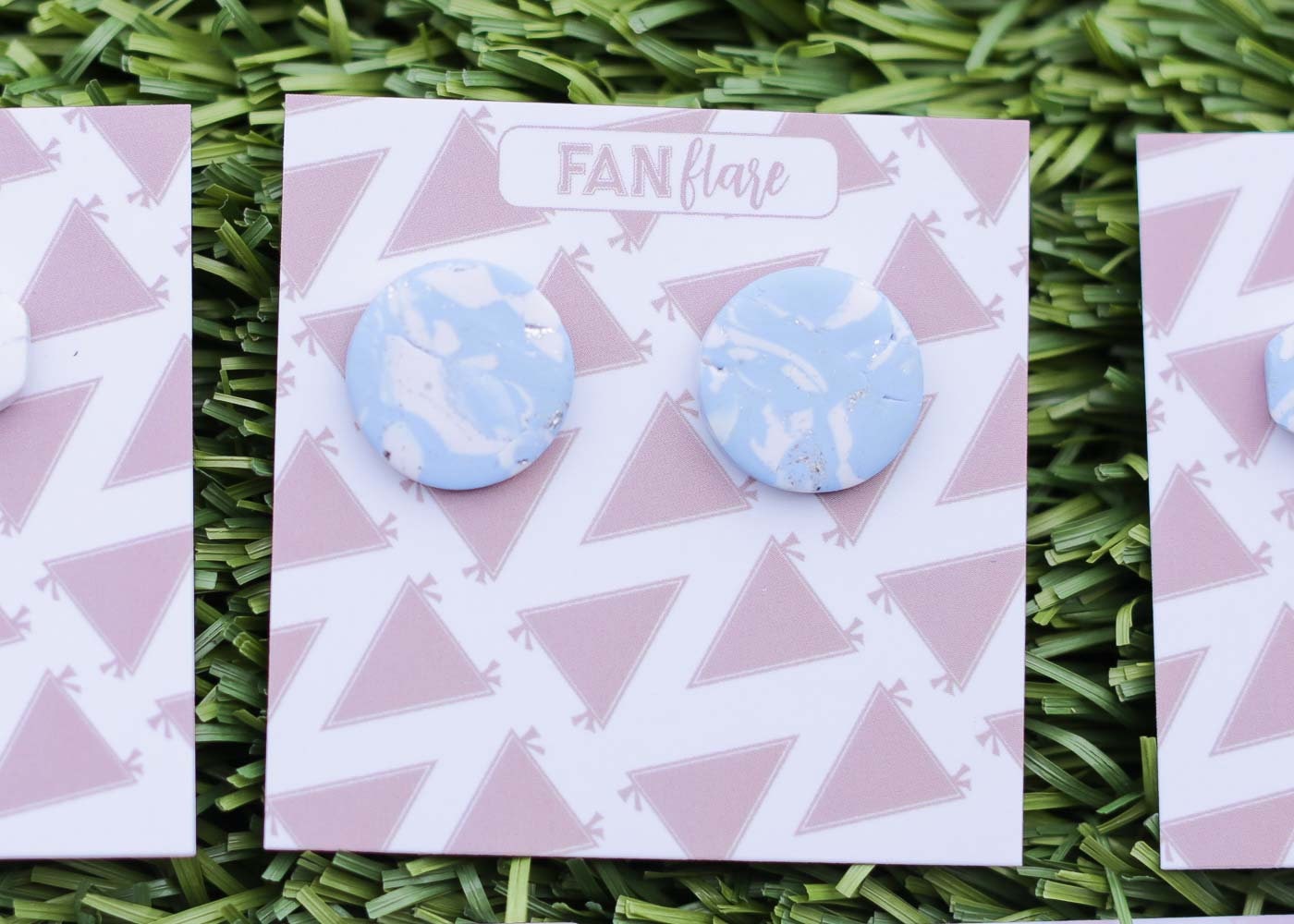 Baby Blue Marbled Game Day Stud Earrings