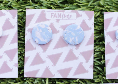 Baby Blue Marbled Game Day Stud Earrings