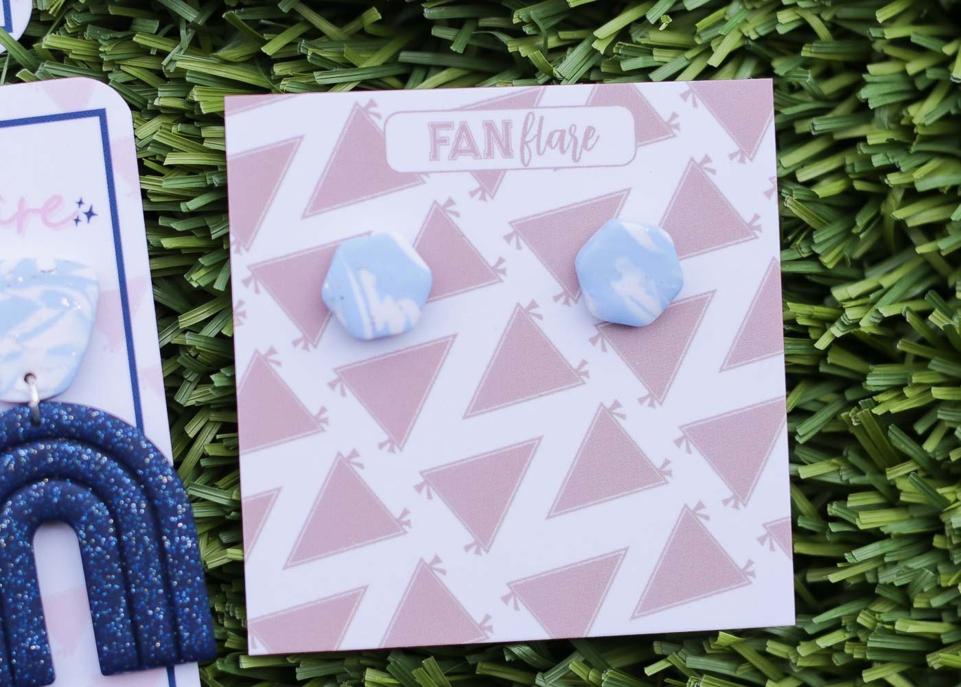 Baby Blue Marbled Game Day Stud Earrings