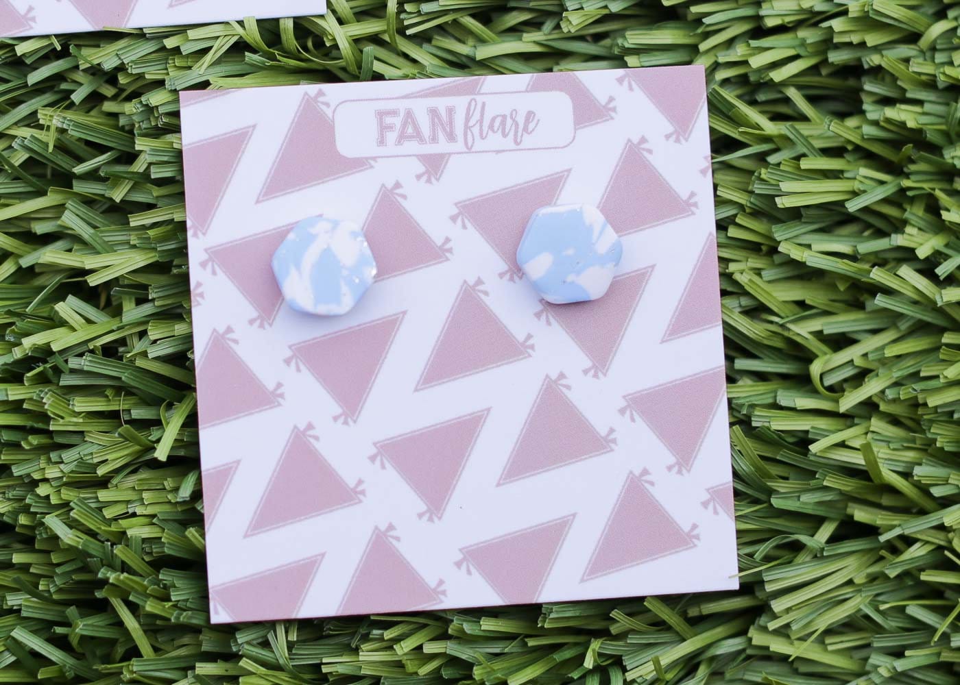 Baby Blue Marbled Game Day Stud Earrings