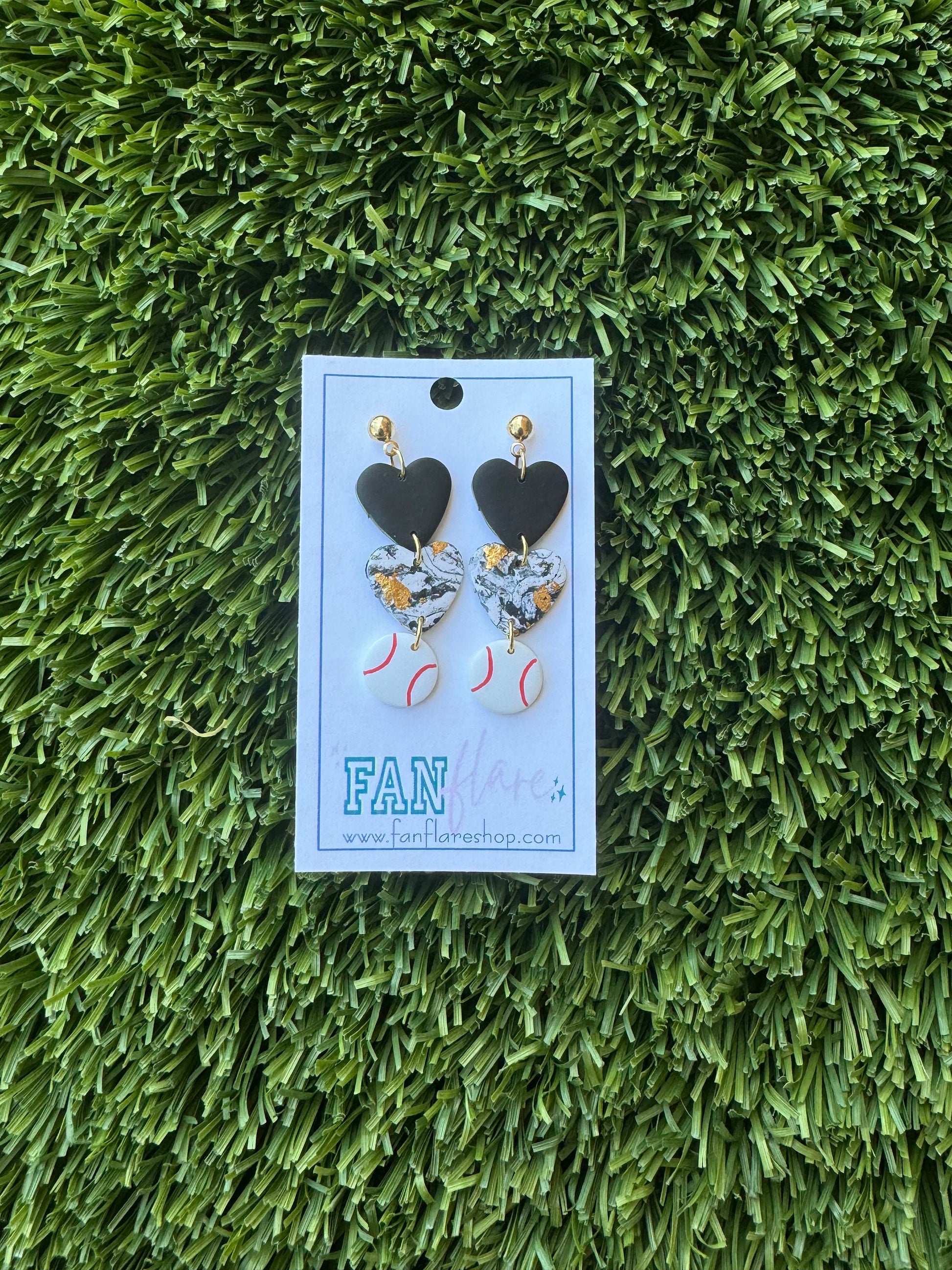 Game Day Clay Love and Baseball Earrings / Choose Your Team Colors