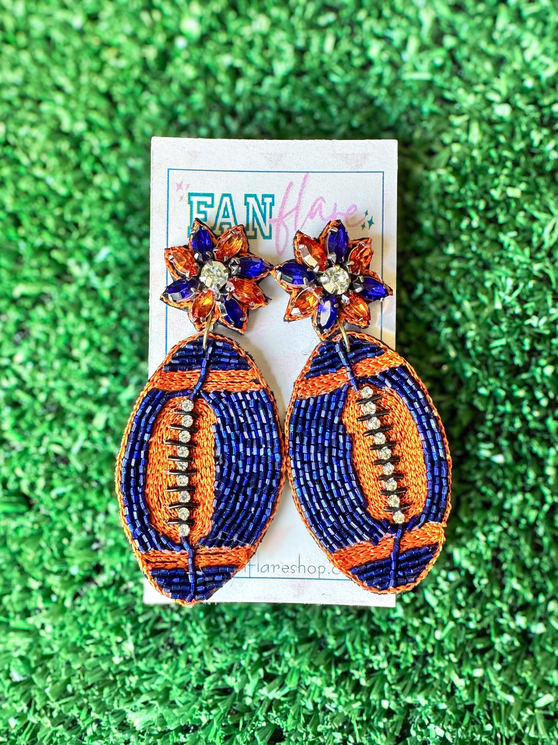 Beaded Football Game Day Earrings Sports